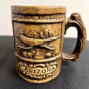 Vintage Ceramic Coffee Mug, 1950's Arizona Roadrunner Brown Twig Color